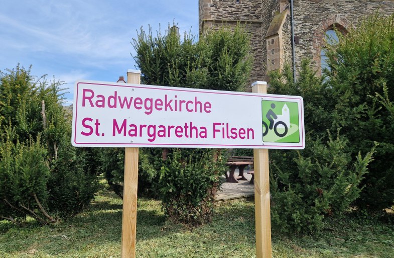 Schild Radwegekirche | © Romantischer Rhein Tourismus GmbH